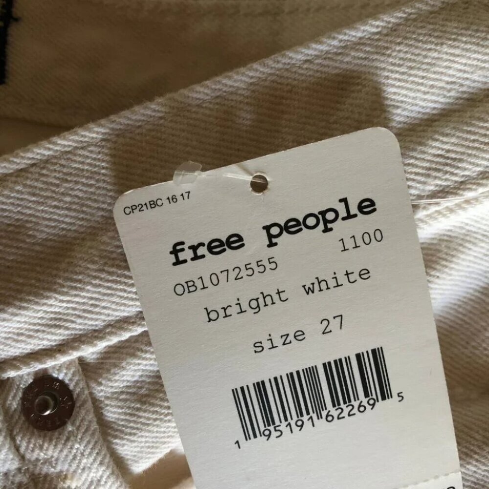 NWT Free People We the Free white distressed high waist cutoff jean shorts - Picture 6 of 6